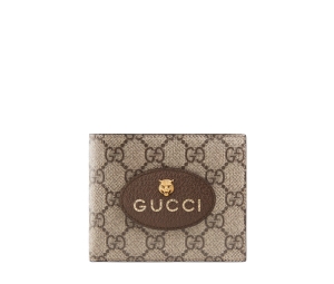 Gucci Neo Vintage Wallet In GG Supreme Canvas With Yellow Leather