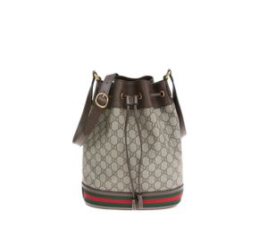 Gucci Ophidia GG Bucket Bag In Beige And Ebony GG Supreme Canvas