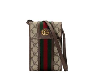 Gucci Ophidia GG Mini Bag In GG Supreme Canvas With Double G Gold Hardware Beige-Ebony