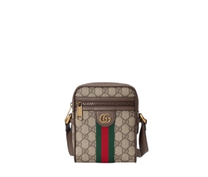 Gucci Ophidia GG Shoulder Bag In GG Supreme Canvas With Antique Gold-Toned Hardware Beige Ebony