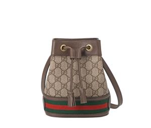 Gucci Ophidia Mini GG Bucket Bag In Supreme Canvas With Gold-Toned Hardware Beige Ebony