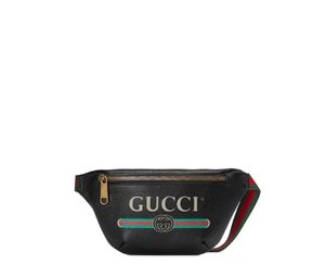 Gucci Retro Belt Bag In Leather and Logo Print 
With Gold-Toned Hardware Black
