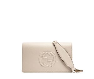 Gucci Soho Disco Wallet On Chain In Leather With Silver-Tone Hardware Ivory