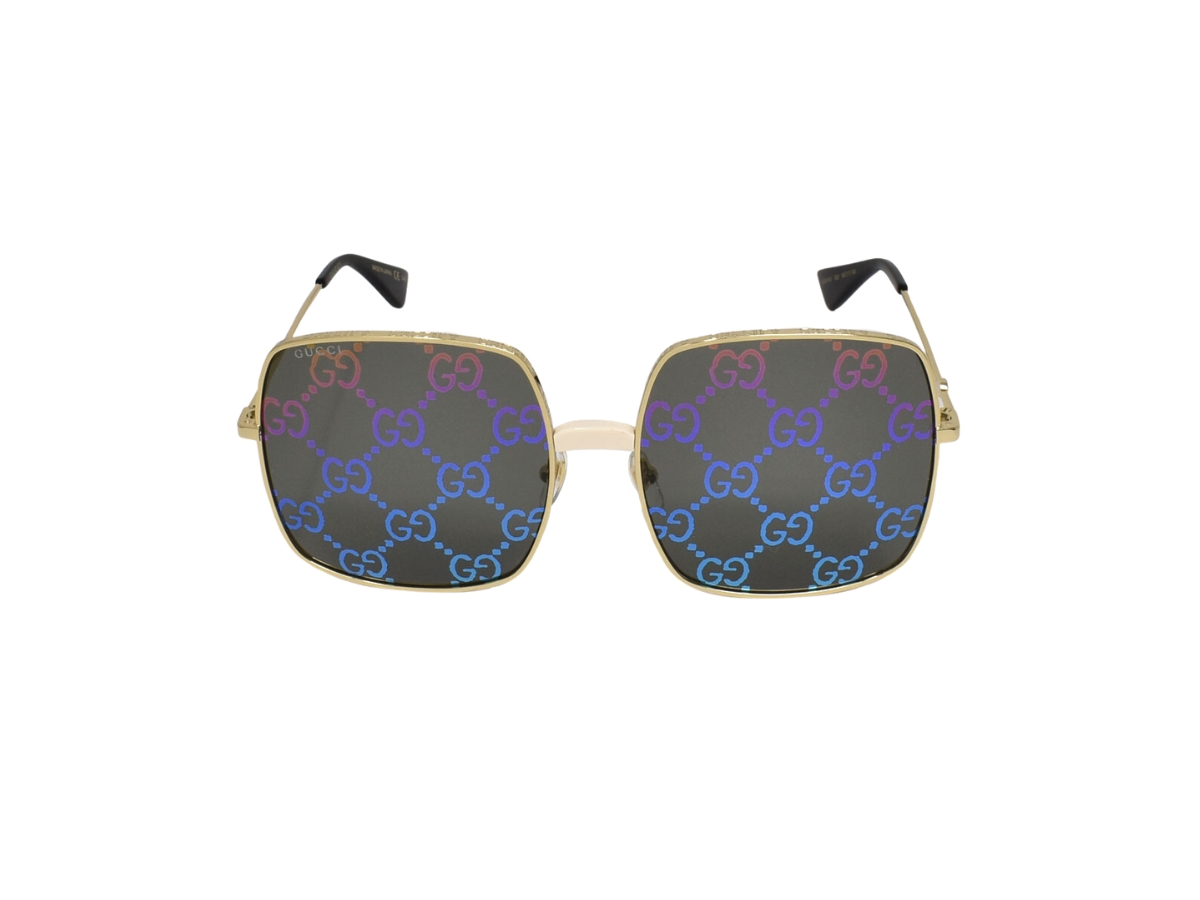 SASOM | accessories Gucci Square Sunglasses In Gold Metal Frame With GG ...