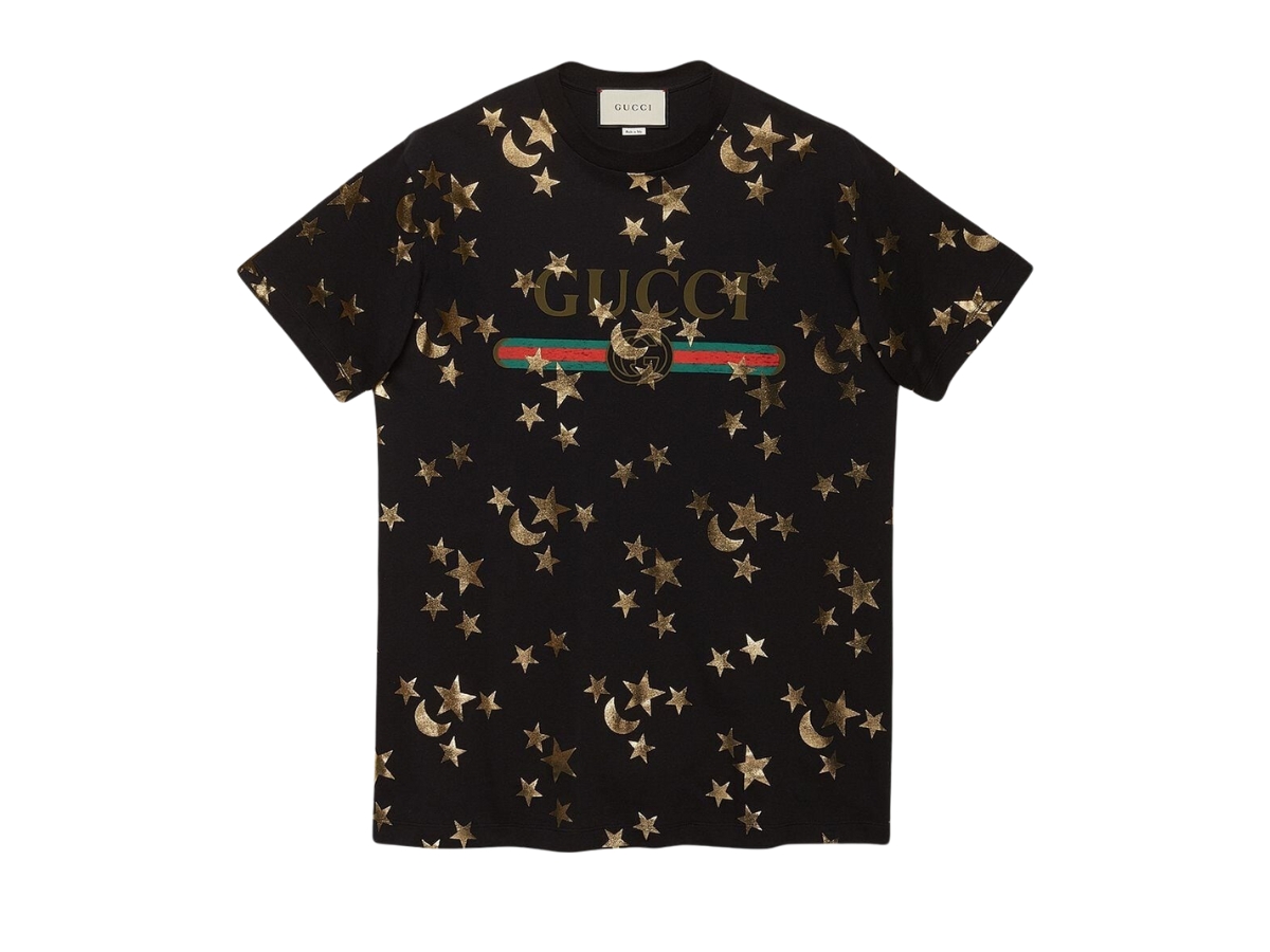 GUCCI★素敵！Black Stars and Moons Oversized Logo T-Shirt Gucci The North Face x Gucci Oversize T-Shirt Black