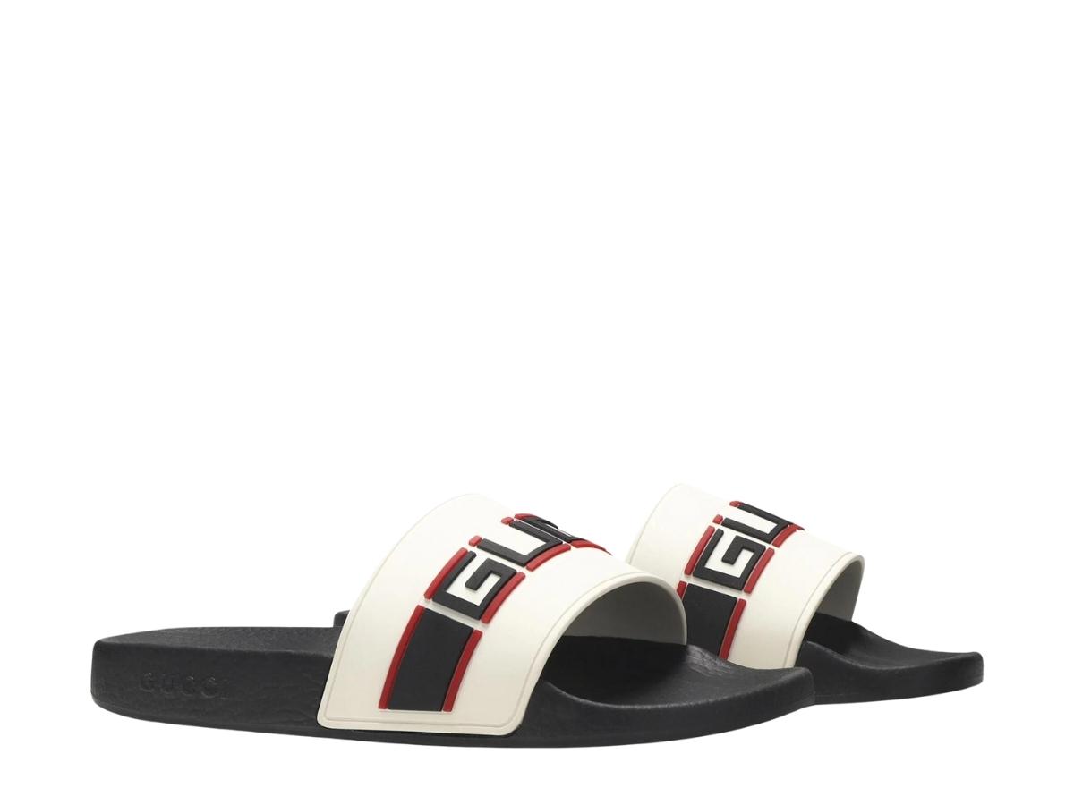 SASOM shoes Gucci Stripe Rubber Slide Ecru Check the latest