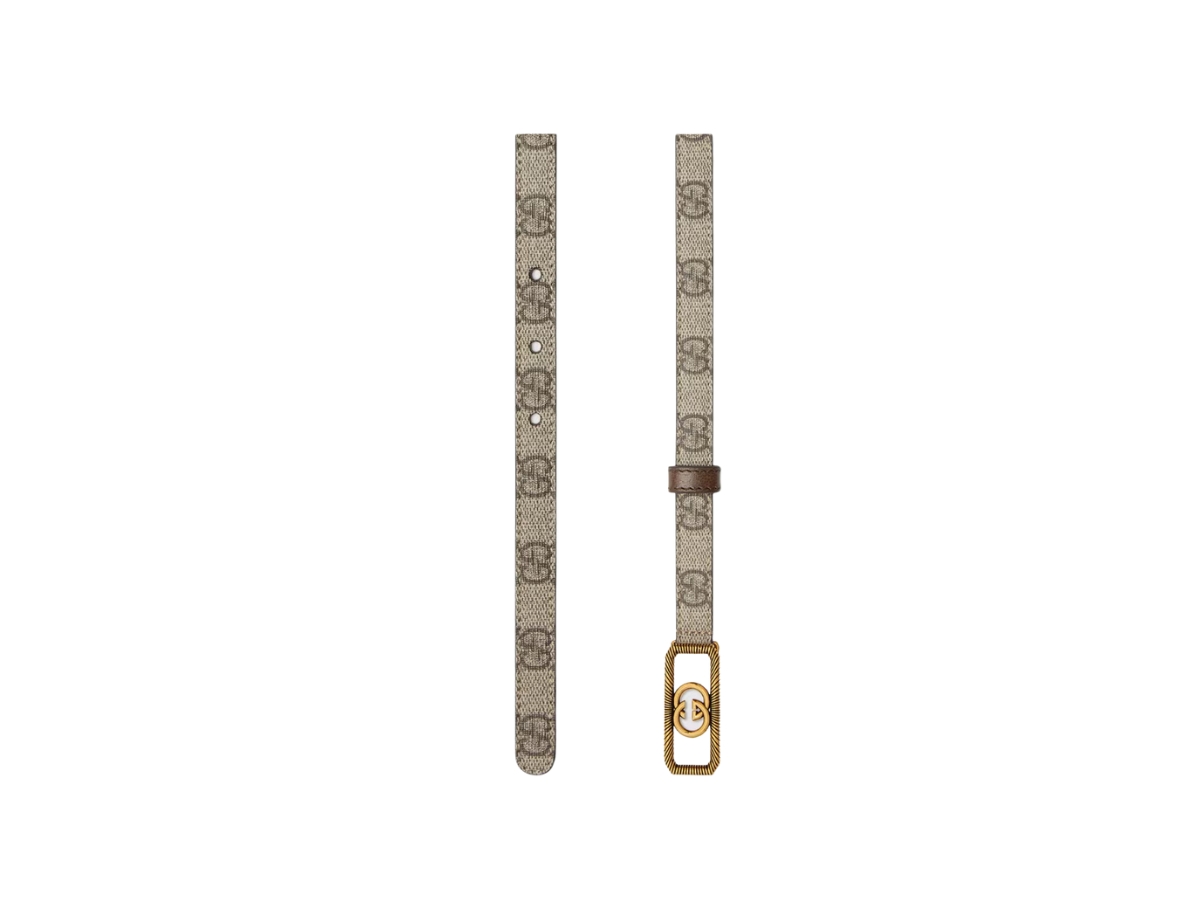 Gucci Women’s Interlocking G Buckle Thin Belt Beige Ebony110cm 751556 Thin belt with Interlocking G buckle in black leather  main image 2