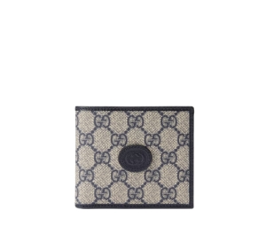 Gucci Wallet In GG Supreme Canvas With Interlocking G Beige-Blue