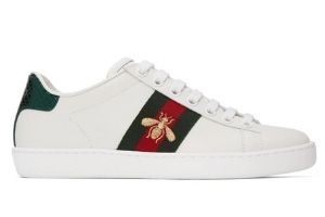Gucci White Embroidered Bee Ace Sneakers
