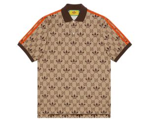 Gucci X adidas GG Trefoil Polo Shirt In Beige