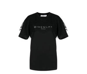 Buy Givenchy Lace-trimmed Logo Cotton T-shirt Black at Sasom – Authentic and Ready to Ship