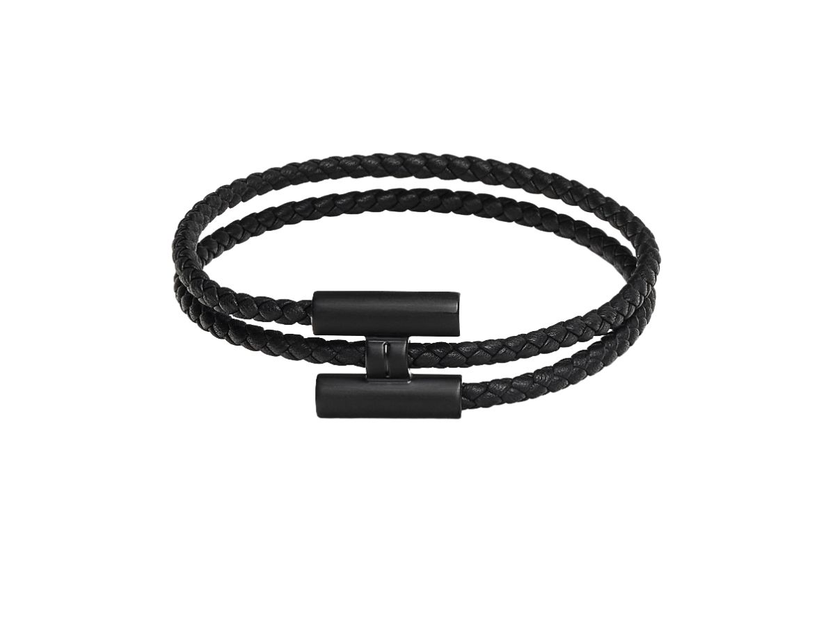 Hermes Tournis Tresse Bracelet In Swift Calfskin Noir With So