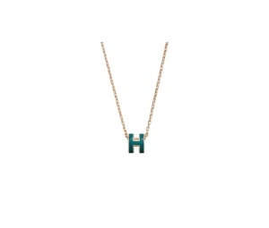 Hermes Mini Pop H Pendant In Lacquered Metal With Gold