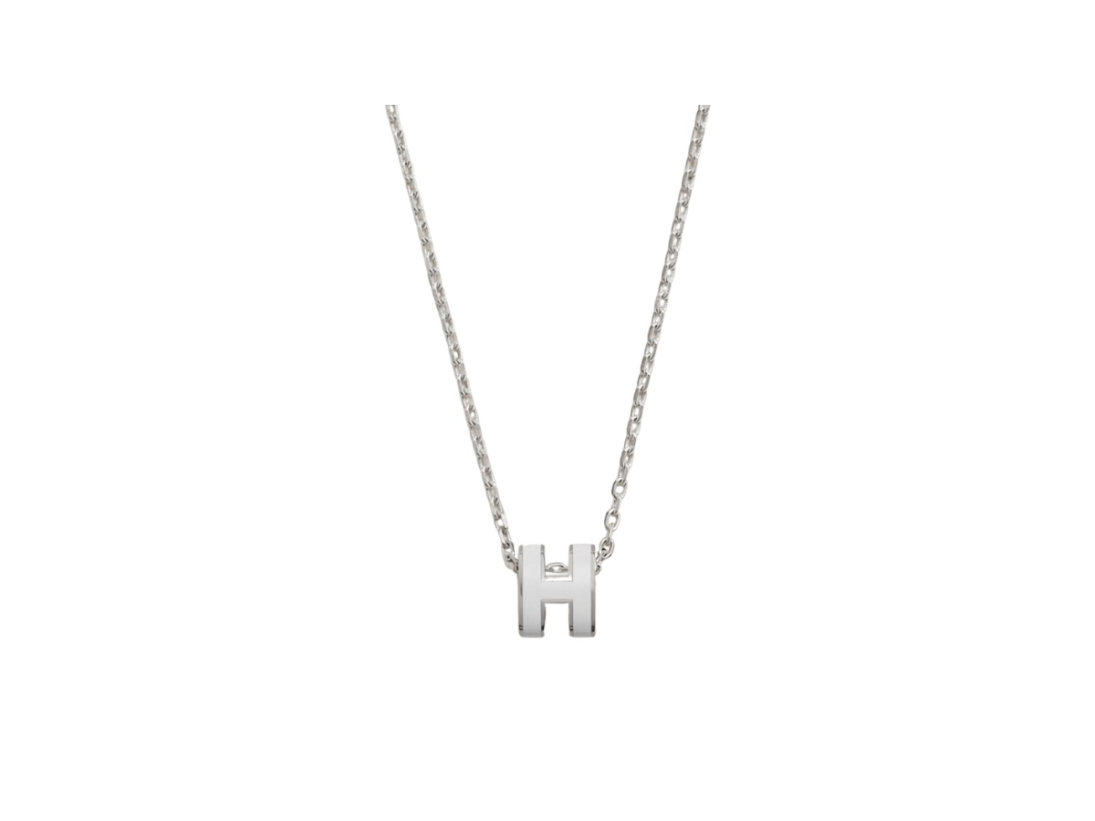 Hermes Mini Pop H Pendant In Lacquered Metal With Palladium-Plated