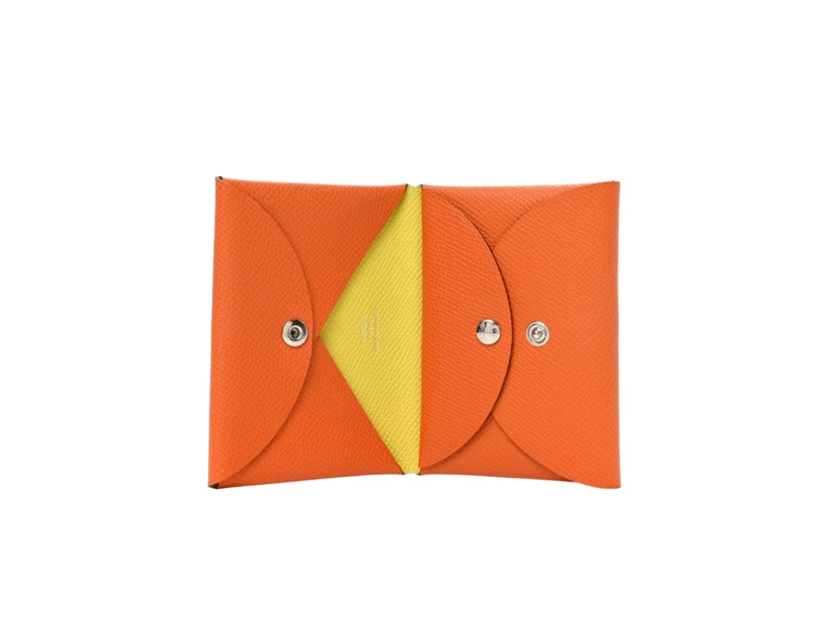 Hermes Hermes Verso Calvi Duo Card Case Orange Lime - view 2