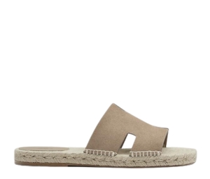 Hermes Antigua Espadrille In Suede Goatskin With Rope Sole