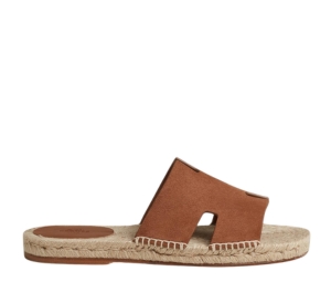 Hermes Antigua Espadrille In Suede Goatskin With Rope Sole