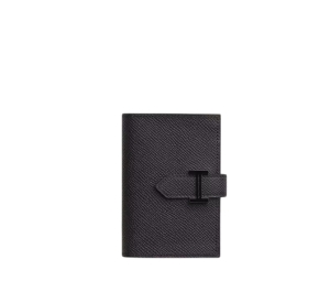 Hermes Bearn Monochrome Card Holder In Epsom Calfskin With Black PVD Hardware Noir