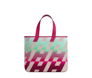 Buy Hermes Cabas H En Biais 40 Bag In H Canvas-Motif Swift Caflskin With Palladium Plated Hardware Écru-Beige-Bleu Pâle-Framboise-Framboise at Sasom – Authentic and Ready to Ship