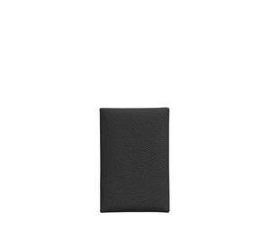 Hermes Calvi Card Holder In Epsom Calfskin Noir Palladium-Plated  Snap Closure Noir