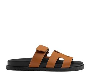 Hermes Chypre Sandal In Calfskin With Anatomical Rubber Sole And Adjustable Strap Naturel
