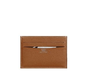 Hermes Citizen Twill Card Holder Gold Epsom New