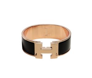 Buy Hermes Clic Clac H Bracelet In Enamel With Rose Gold-Plated Hardware Noir at Sasom – Authentic and Ready to Ship