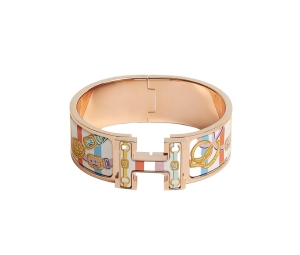 Buy Hermes Clic Clac H In Brides de Gala Bayadere Printed Enamel With Rose Gold Plated Hardware at Sasom – Authentic and Ready to Ship