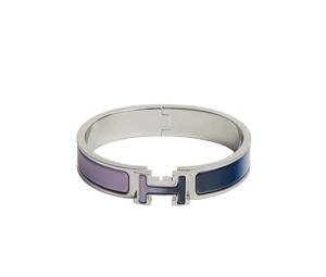 Hermes Clic H Bracelet Fusion In Enamel With Palladium Plated Hardware Lilas Ultramarine