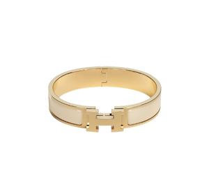 Hermes Clic H Bracelet In Enamel With Gold-Plated Hardware Creme