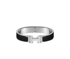 Hermes Clic H Bracelet In Enamel With Palladium-Plated Hardware Noir