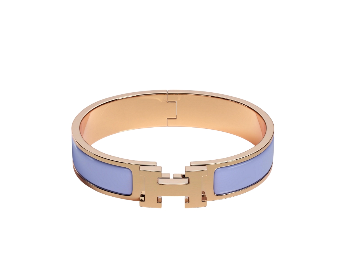 Hermes Clic H Bracelet In Enamel With Rose Gold-Plated Hardware Parme