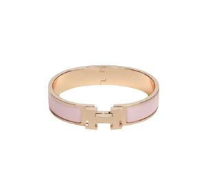 Hermes Clic H Bracelet In Enamel With Rose Gold-Plated Hardware Rose Dragee