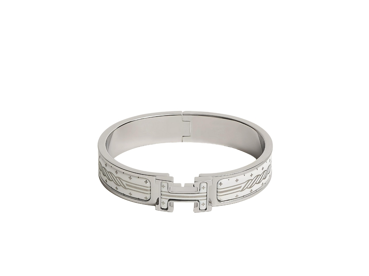 【完売必至】HERMES Bracelet Clic H Quadrige ブレスレット Hermes Clic H Bracelet In Quadrige au Fil Printed Enamel