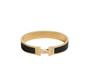 Hermes Clic HH Bracelet In Matte Enamel With Brushed Gold-Plated Hardware Noir Mat