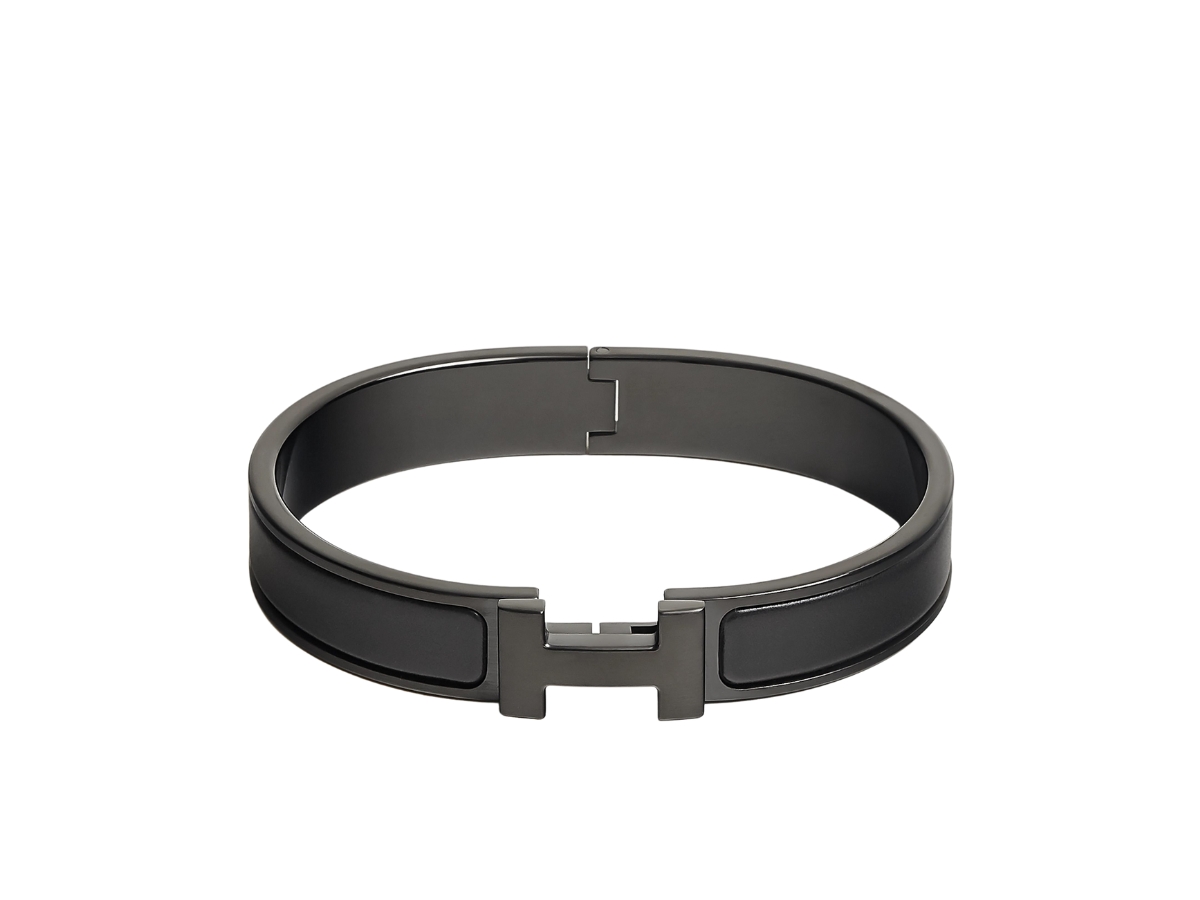 Hermes Black Leather Collier de Chien Cuff Bracelet – Mine & Yours