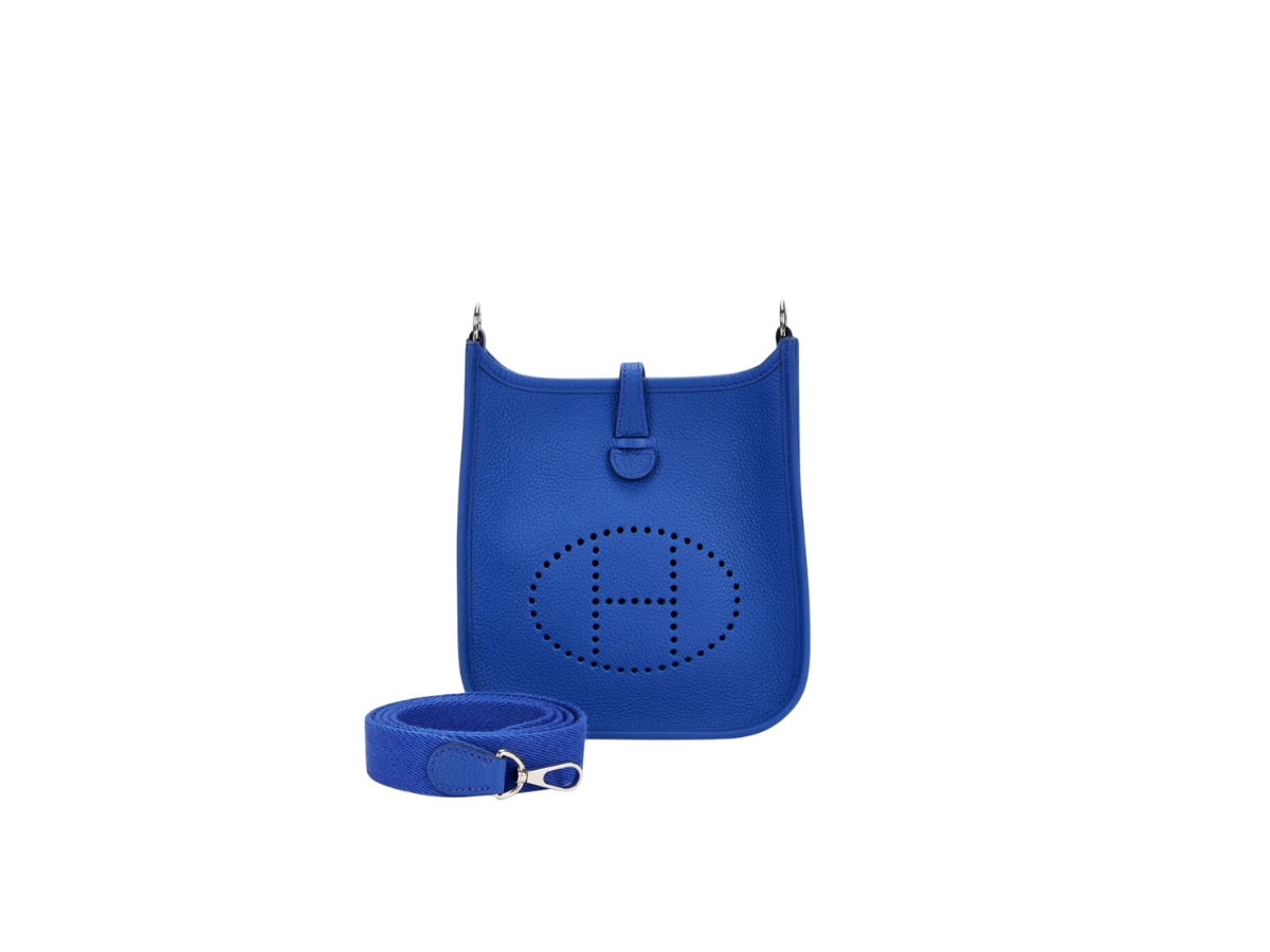 Hermes Evelyne 16 Amazone Bag In Maurice Calfskin With Palldaium Hardware Bleu Electrique