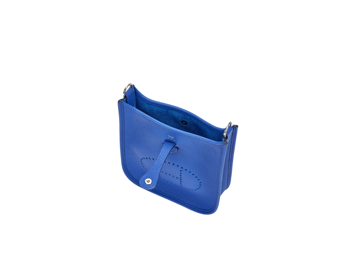 Hermes Evelyne 16 Amazone Bag In Maurice Calfskin With Palldaium Hardware Bleu Electrique