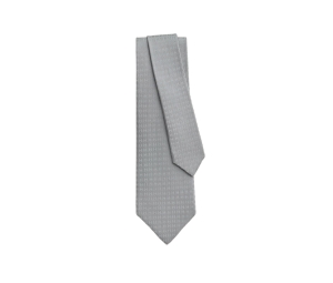 Hermes Faconnee H Tie In Hand-Sewn Silk Twill Gris (Width 7 cm)