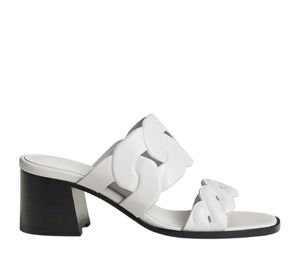 Hermes Gaby 60 Sandal In Nappa Leather With Iconic Oversized Blanc