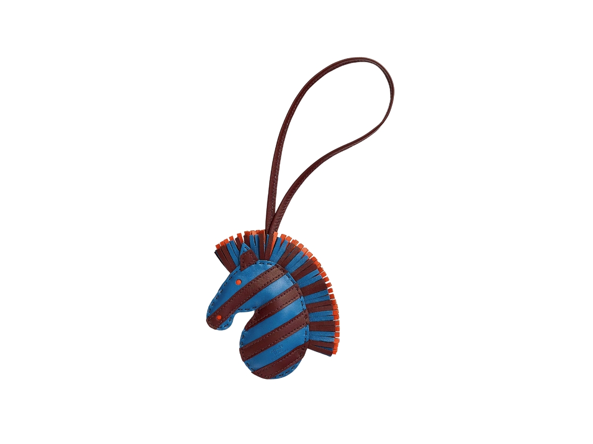 Hermes Geegee Charm Savannah In Milo Lambskin Bleu France