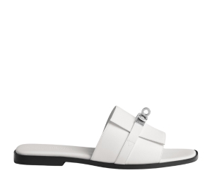 Buy Hermes Giulia Sandal In Calfskin With Iconic Palladium-Plated Kelly Buckle Blanc at Sasom – Authentic and Ready to Ship
