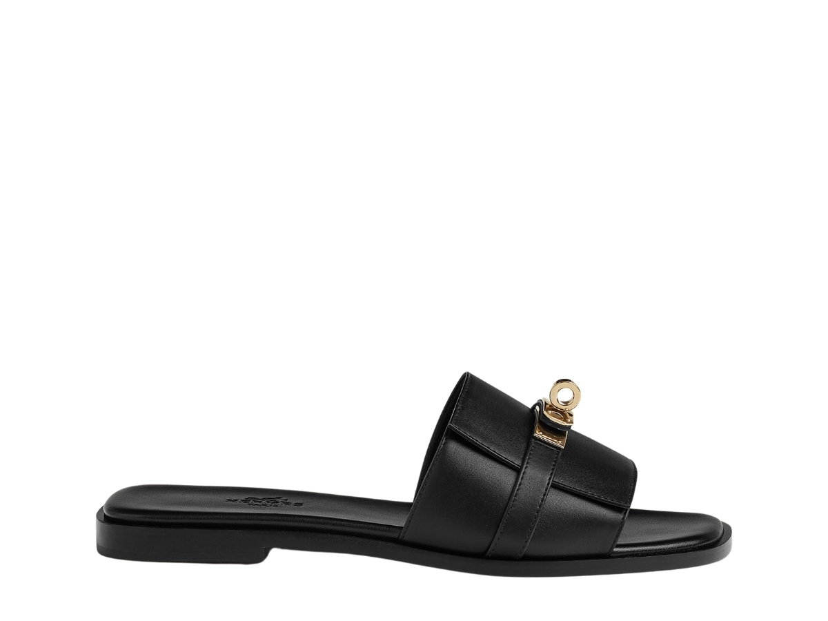 Hermes Giulia Sandal In Calfskin With Iconic Permabrass