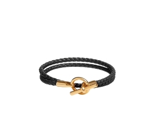 Hermes Tournis Tresse Bracelet In Swift Calfskin Noir With