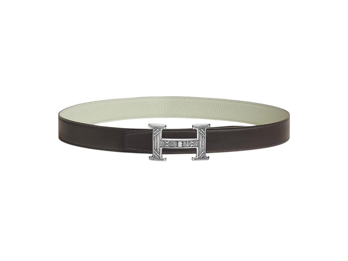 H belt buckle & Reversible leather strap 32 mm in Ébène /Gris Névé Size 75 Hermès Paris H Buckle & Reversible Leather Strap 32mm Belt  main image 3