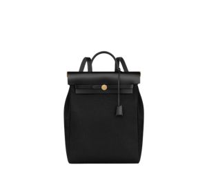 Hermes Herbag A Dos Zip Retourne Backpack In Quadricolor Military Canvas With Gold Plated Noir-Noir