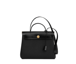 Hermes Herbag Zip 31 Bag In H Berline Canvas With Gold-Plated Clou De Selle Closure Noir