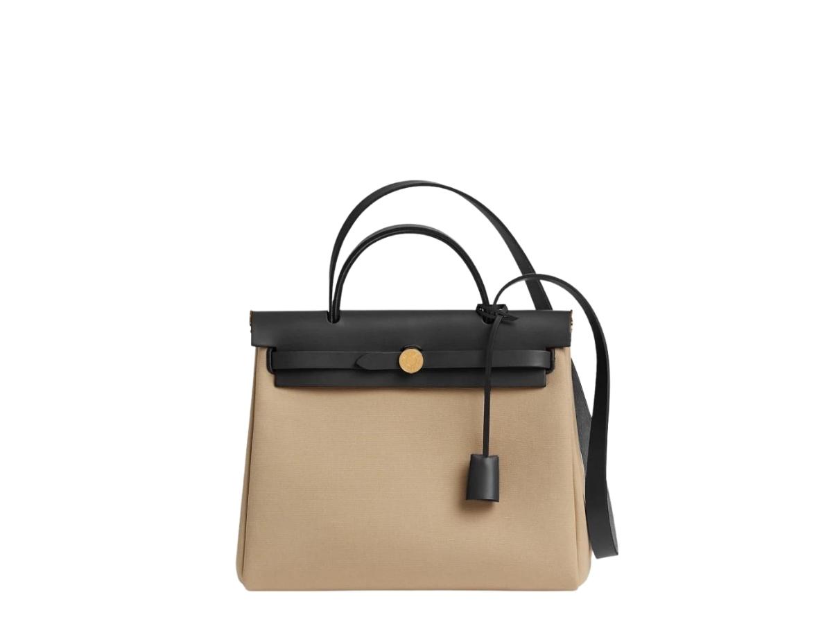 Hermes Herbag Zip 31 Bag In Retourne Canvas With Gold