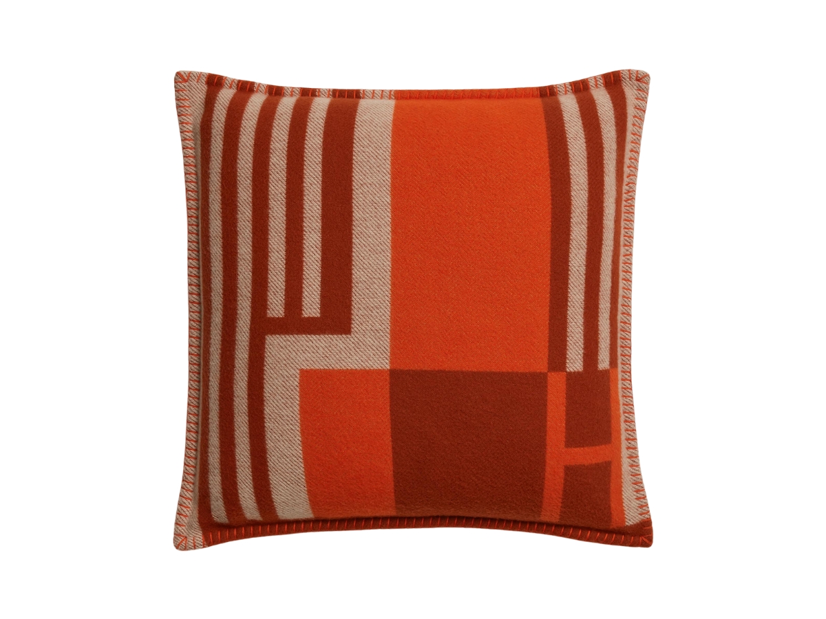 Hermes Ithaque Pillow In Jacquard Woven Wool And Cashmere