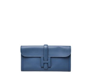 Hermes Jige Elan 29 Clutch Bag In Swift Calfskin Bleu Agate